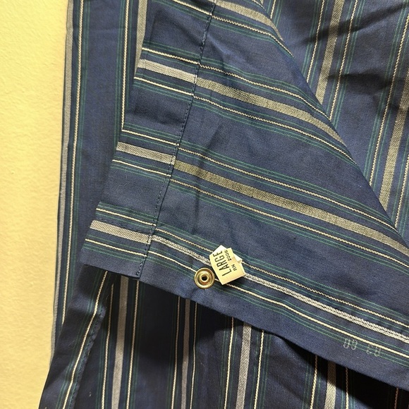 Christian Dior Pajamas 2 Piece Set Collared Shirt Pants Blue Striped Men's Large - Picture 10 of 11